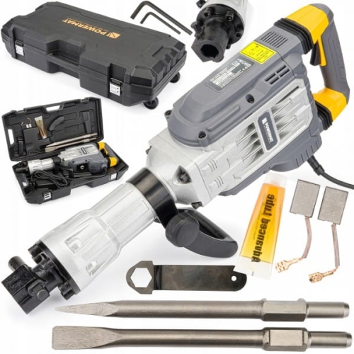 MŁOT WYBURZENIOWY UDAROWY DO KUCIA BETONU MOCNY 3300W HEX 65J WALIZKA DŁUTA