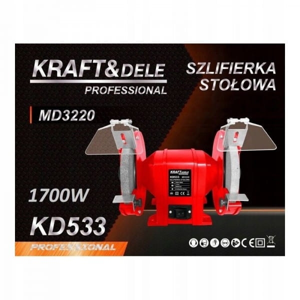 KRAFT&amp;DELE ZESTAW SZLIFIERKA STOŁOWA TARCZOWA KAMIENIOWA 1700W 200MM KD533