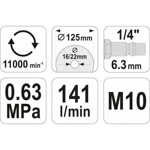YATO SZLIFIERKA PNEUMATYCZNA KĄTOWA TARCZA 125MM