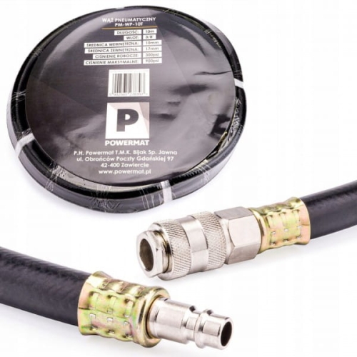 POWERMAT ELASTYCZNY WĄŻ PNEUMATYCZNY 10 X 17 MM / 10M 20BAR PM-WP-10T