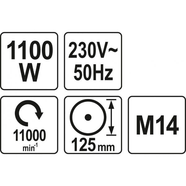 YATO SZLIFIERKA KĄTOWA 1100W ELEKTRYCZNA KĄTÓWKA POLERKA 125MM YT-82100