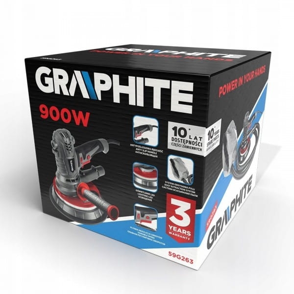 GRAPHITE SZLIFIERKA DO GIPSU 900W 180MM LED 59G263