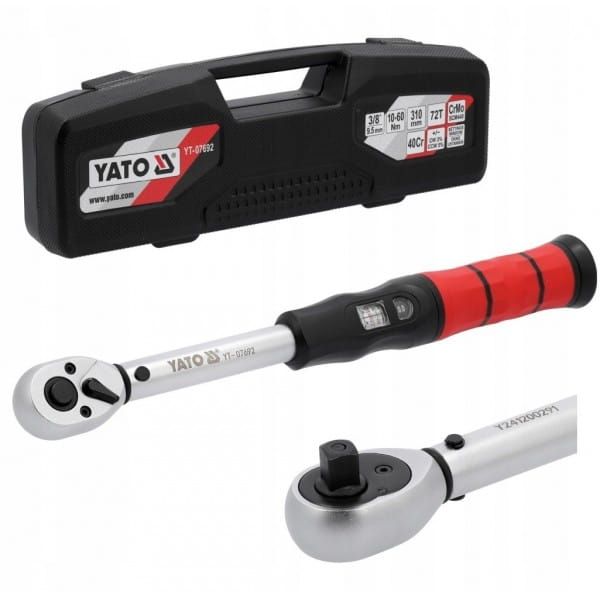 YATO KLUCZ DYNAMOMETRYCZNY 3/8" Z OKNEM NASTAWCZYM10-60NM CERTYFIKAT