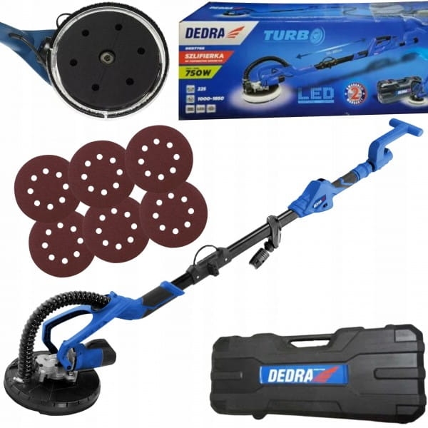 DEDRA SZLIFIERKA ŻYRAFA DO GIPSU GŁADZI TYNKU DED7765 750W LED TELESKOPOWA