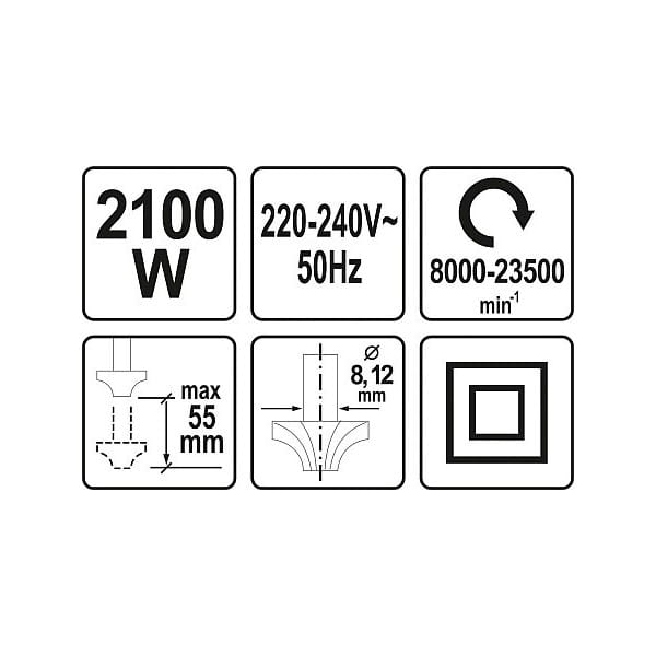 YATO FREZARKA GÓRNOWRZECIONOWA DO DREWNA FREZY 8-12MM 2100W +12 FREZÓW