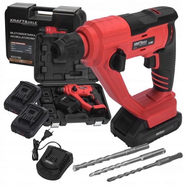 MŁOT UDAROWY 2J BEZSZCZOTKOWY 2X4AH AKUMULATOR 21V WALIZKA 3 WIERTŁA KD3196