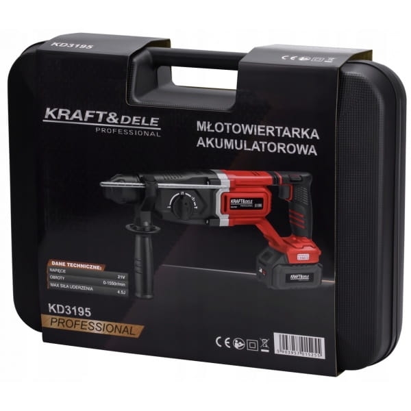 MŁOT UDAROWY AKUMULATOROWY 21V 4,5J SDS+ BEZSZCZOTKOWY 2X4AH WALIZKA KD3195