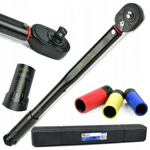GEKO KLUCZ DYNAMOMETRYCZNY 1/2" 28-210NM + NASADKI ALU 3EL. BLACK HD G10068