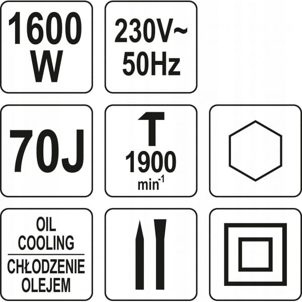 YATO MŁOT WYBURZENIOWY 70J CHŁODZONY OLEJEM YT-82002 HEX 1600W BETON ŻELBET