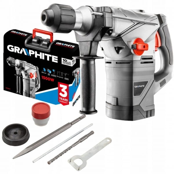GRAPHITE MŁOT UDAROWY SDS+ 1500W 58G862 4,5J WALIZKA OSPRZĘT DŁUTO WIERTŁO
