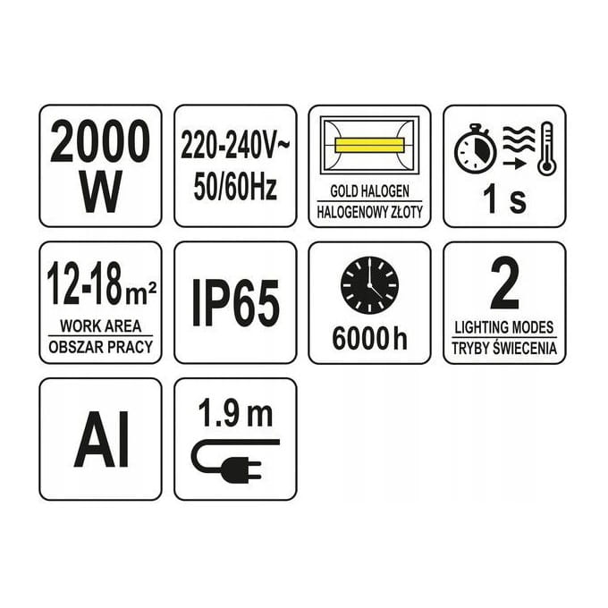 PROMIENNIK PODCZERWIENI TARASOWY 2000W PILOT YATO