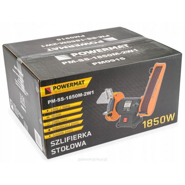 POWERMAT SZLIFIERKA STOŁOWA KAMIENIOWA TAŚMOWA 1850W PM-SS-1850M-2W1 TAŚMA