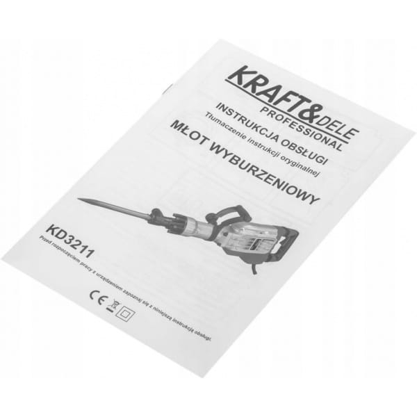 MŁOT WYBURZENIOWY 3200W 75J HEX-GAN WALIZKA +2X DŁUTA KRAFT&amp;DELE KD3211