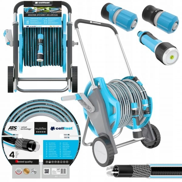 CELLFAST ZESTAW WÓZEK WĄŻ OGRODOWY 30M 1/2" DISCOVER + PISTOLET NA KOŁACH