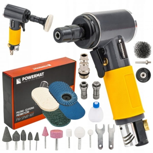 SZLIFIERKA PNEUMATYCZNA 6,3 BAR 1/4" 16 000/MIN +OSPRZĘT FREZY PM-SPMP-90T