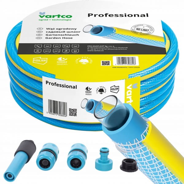 WĄŻ OGRODOWY 4-WARSTWOWY 25BAR 3/4'' 20M + ZESTAW KOŃCÓWEK PRODUKT POLSKI