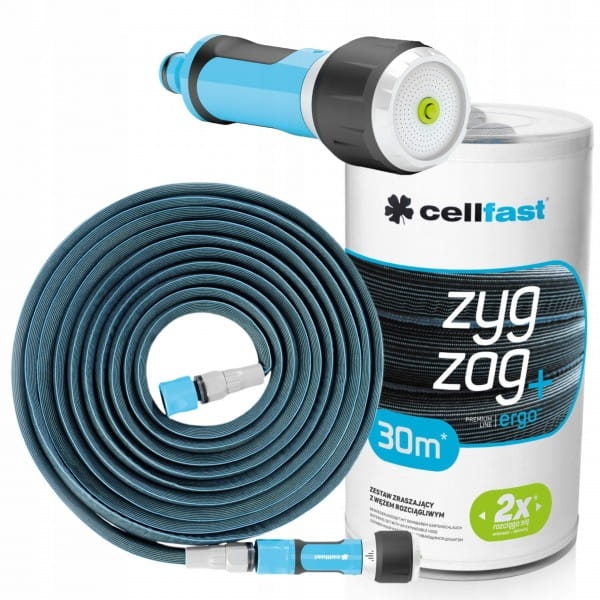 CELLFAST WĄŻ ROZCIĄGLIWY ZYG ZAG 30M W ZESTAWIE