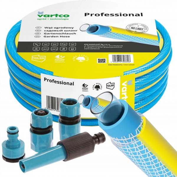 WĄŻ OGRODOWY 4-WARSTWOWY 25BAR 3/4'' 20M + ZESTAW KOŃCÓWEK PRODUKT POLSKI