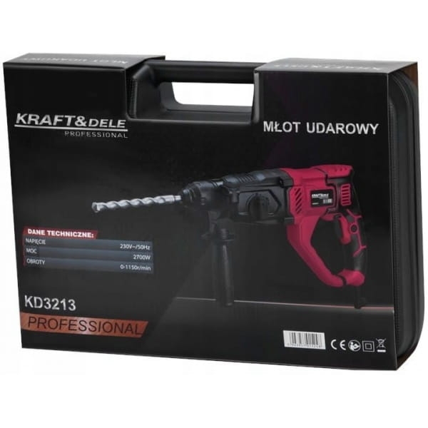 MŁOT UDAROWY MŁOTOWIERTARKA 2700W SDS PLUS +3 WIERTŁA UDAR WALIZKA KD3213