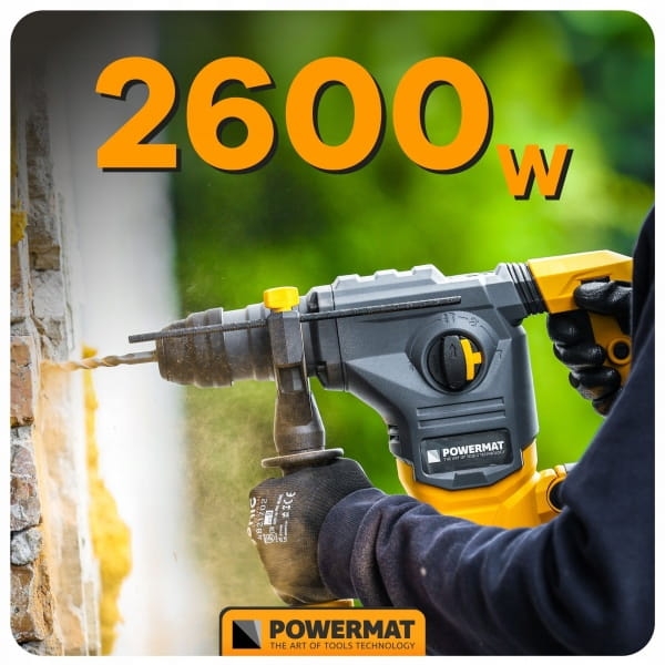 MŁOT UDAROWY MŁOTOWIERTARKA UDAR SDS+ 2600W 5,5J WALIZKA 3X WIERTŁO DŁUTA