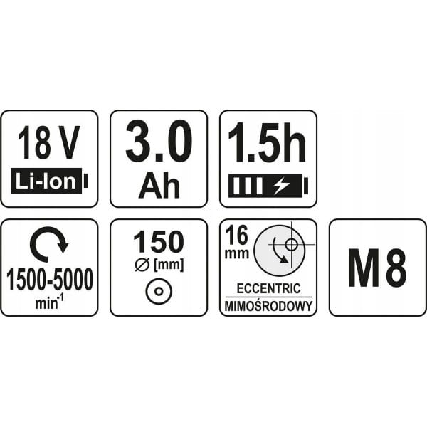 YATO POLERKA SZLIFIERKA MIMOŚRODOWA BEZSZCZOTKOWA AKUMULATOROWA 18V 82920