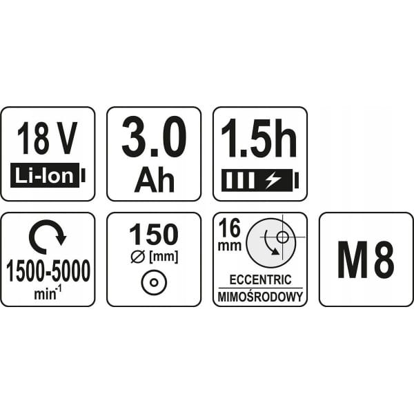 YATO POLERKA SZLIFIERKA MIMOŚRODOWA BEZSZCZOTKOWA AKUMULATOROWA 18V 82920