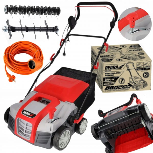 DEDRA WERTYKULATOR AERATOR ELEKTRYCZNY TRAWY 2000W 40CM KULTYWATOR +P 10M