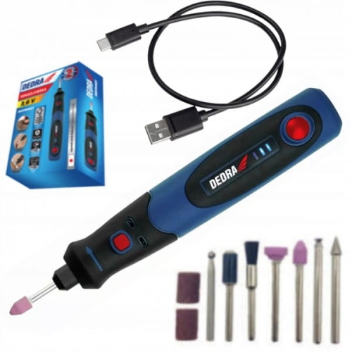 DEDRA MINISZLIFIERKA BEZPRZEWODOWA AKU 3,6V LED ŁADOWANIE USB DED7940Z1