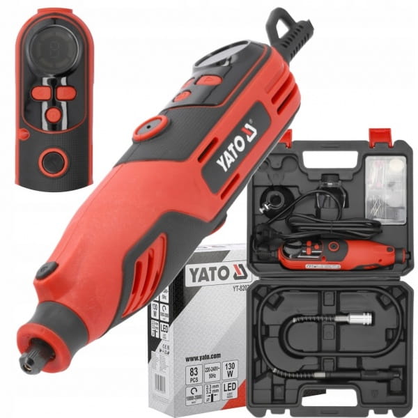 YATO MINI SZLIFIERKA 3,2MM SIECIOWA 130W +OSPRZĘT 83EL. REGULACJA YT-82077