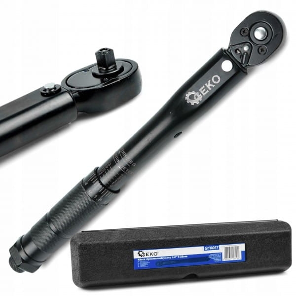 GEKO KLUCZ DYNAMOMETRYCZNY 1/4" 5-25NM BLACK HD 270MM WALIZKA G10067