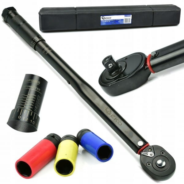 GEKO KLUCZ DYNAMOMETRYCZNY 1/2" 28-210NM + NASADKI ALU 3EL. BLACK HD G10068