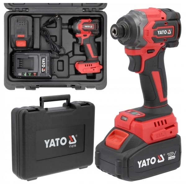YATO ZAKRĘTARKA UDAROWA AKUMULATOROWA BEZSZCZOTKOWA 18V 4,0AH 230NM 1/4''
