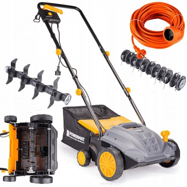 AERATOR WERTYKULATOR ELEKTRYCZNY Z KOSZEM 3W1 2550W WAŁKI 38CM +PRZEDŁUŻACZ