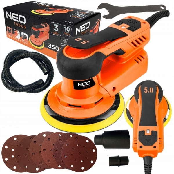 NEO SZLIFIERKA MIMOŚRODOWA OSCYLACYJNA BEZSZCZOTKOWA 150MM 350W 4000-10000