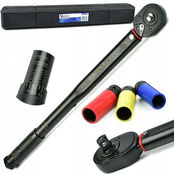 GEKO KLUCZ DYNAMOMETRYCZNY 1/2" 28-210NM + NASADKI ALU 3EL. BLACK HD G10068
