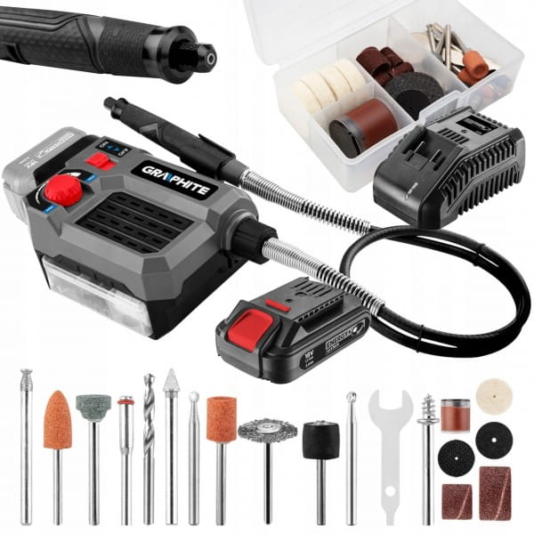 GRAPHITE MULTISZLIFIERKA AKU 18V + AKCESORIA +2AH