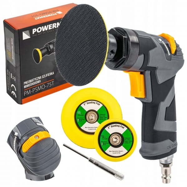 SZLIFIERKA MIMOŚRODOWA POLERKA PNEUMATYCZNA KĄTOWA 1/4" 6BAR 2PADY 50/75 MM