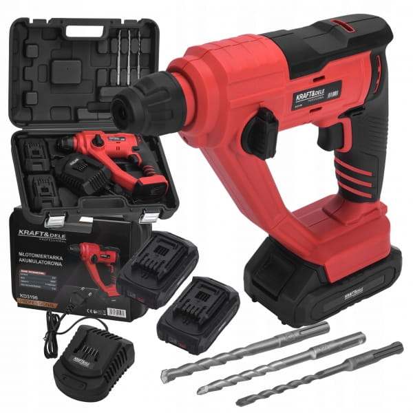 MŁOT UDAROWY 2J BEZSZCZOTKOWY 2X4AH AKUMULATOR 21V WALIZKA 3 WIERTŁA KD3196