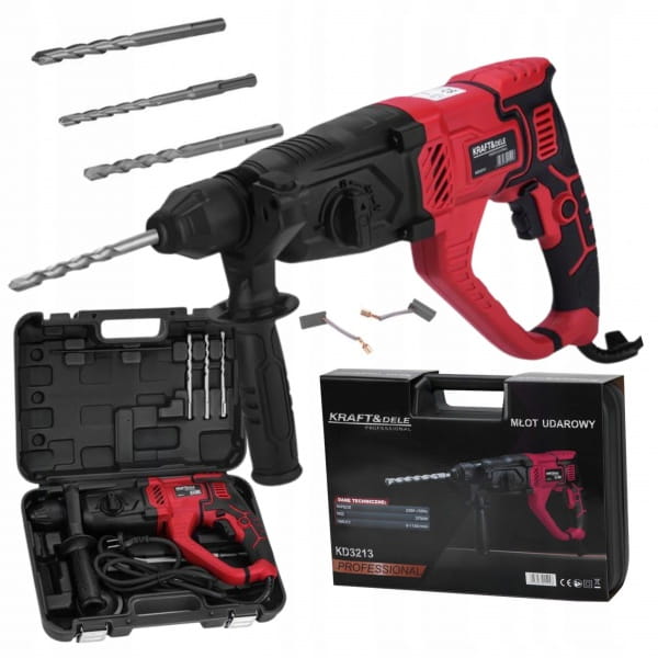 MŁOT UDAROWY MŁOTOWIERTARKA 2700W SDS PLUS +3 WIERTŁA UDAR WALIZKA KD3213