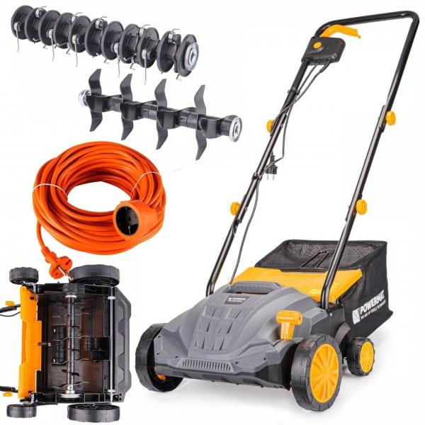 AERATOR WERTYKULATOR ELEKTRYCZNY Z KOSZEM 3W1 2550W WAŁKI 38CM +PRZEDŁUŻACZ