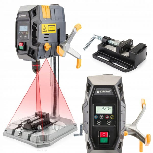 WIERTARKA STOŁOWA SŁUPOWA KOLUMNOWA 1000W LASER LCD+ IMADŁO POWERMAT