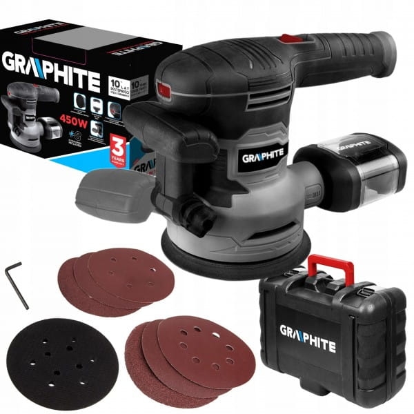 GRAPHITE SZLIFIERKA MIMOŚRODOWA 450W 125/150MM PEX 6XPAPIER WALIZKA 59G349