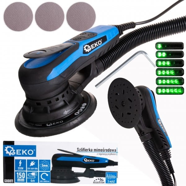 GEKO SZLIFIERKA MIMOŚRODOWA BEZSZCZOTKOWA 150MM 350W REGULACJA G80811