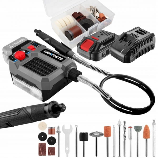 GRAPHITE MULTISZLIFIERKA AKU 18V + AKCESORIA +2AH