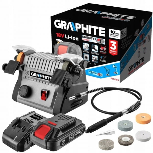 GRAPHITE SZLIFIERKA STOŁOWA AKUMULATOROWA 3W1 +2AH