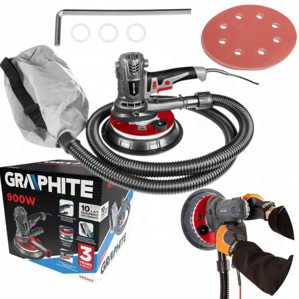 GRAPHITE SZLIFIERKA DO GIPSU 900W 180MM LED 59G263