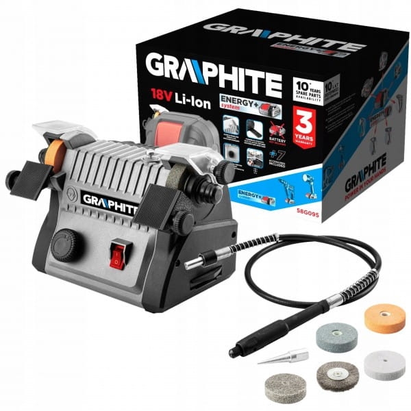 GRAPHITE MINI SZLIFIERKA STOŁOWA AKUMULATOROWA 3W1