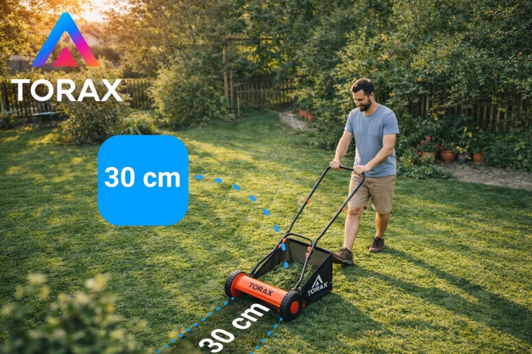 KOSIARKA RĘCZNA PCHANA MECHANICZNA BĘBNOWA TORAX TK300 + KOSZ 30CM 14-47 MM