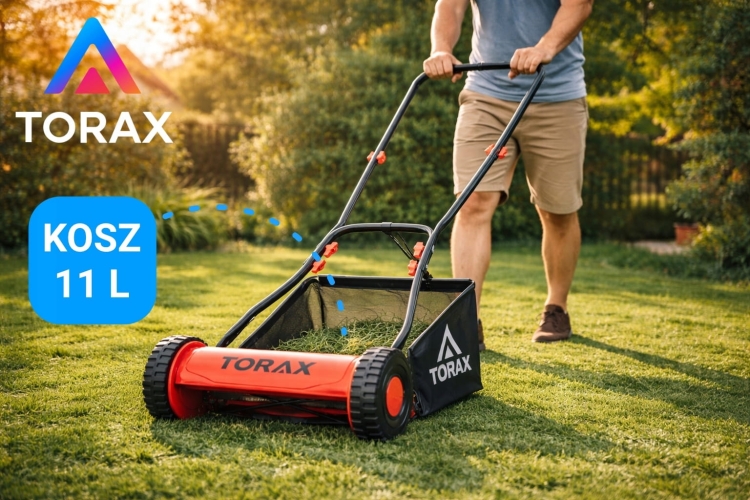 KOSIARKA RĘCZNA PCHANA MECHANICZNA BĘBNOWA TORAX TK300 + KOSZ 30CM 14-47 MM