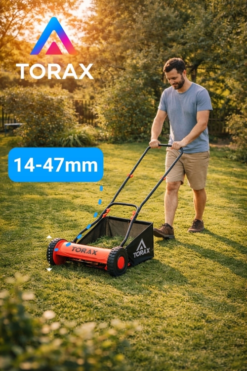 KOSIARKA RĘCZNA PCHANA MECHANICZNA BĘBNOWA TORAX TK300 + KOSZ 30CM 14-47 MM